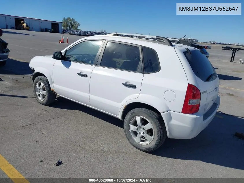 2007 Hyundai Tucson Gls VIN: KM8JM12B37U562647 Lot: 40520068