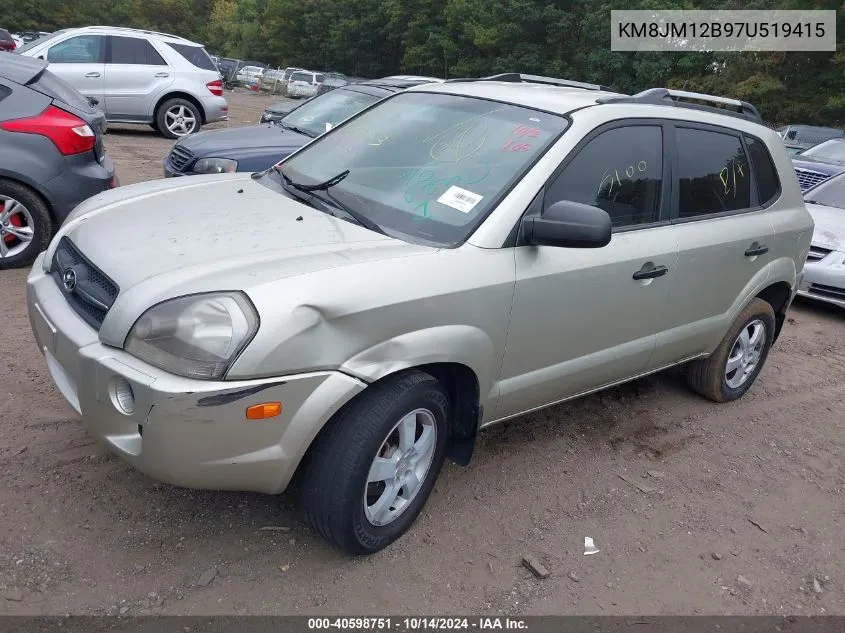 2007 Hyundai Tucson Gls VIN: KM8JM12B97U519415 Lot: 40598751