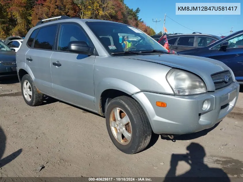 2007 Hyundai Tucson Gls VIN: KM8JM12B47U581417 Lot: 40629817