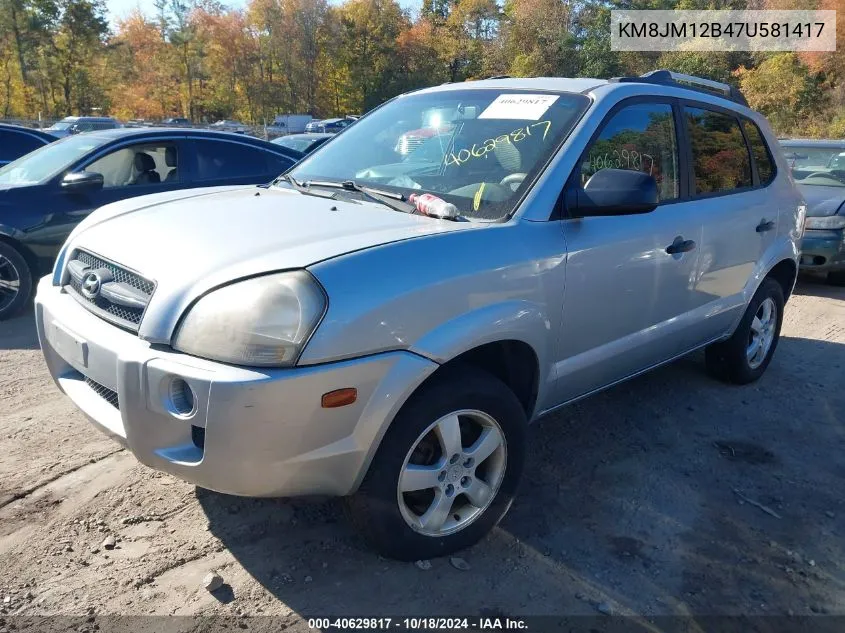 2007 Hyundai Tucson Gls VIN: KM8JM12B47U581417 Lot: 40629817