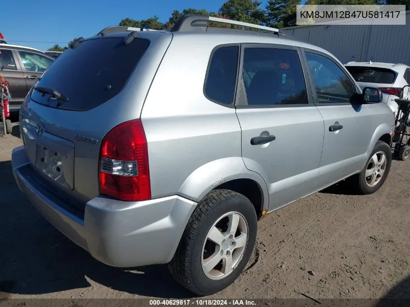 2007 Hyundai Tucson Gls VIN: KM8JM12B47U581417 Lot: 40629817