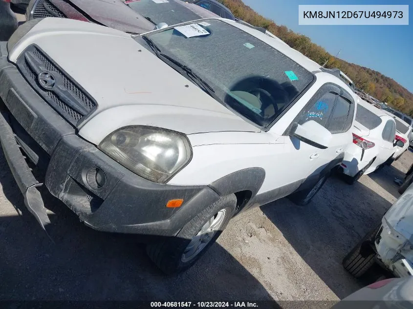 2007 Hyundai Tucson Limited/Se VIN: KM8JN12D67U494973 Lot: 40681547