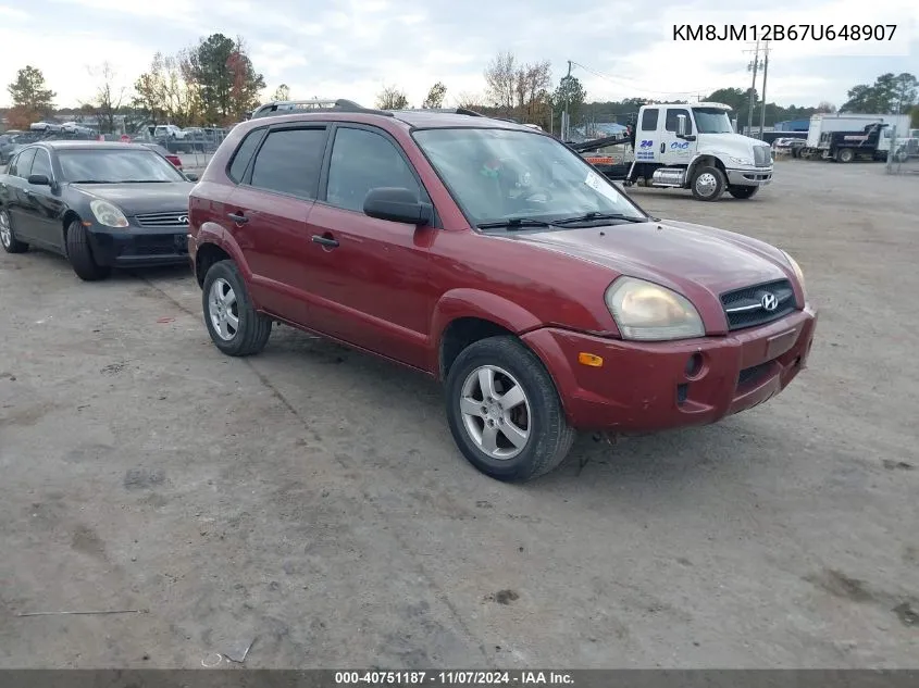 2007 Hyundai Tucson Gls VIN: KM8JM12B67U648907 Lot: 40751187