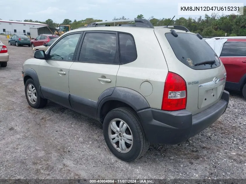 2007 Hyundai Tucson Limited/Se VIN: KM8JN12D47U615231 Lot: 40804984