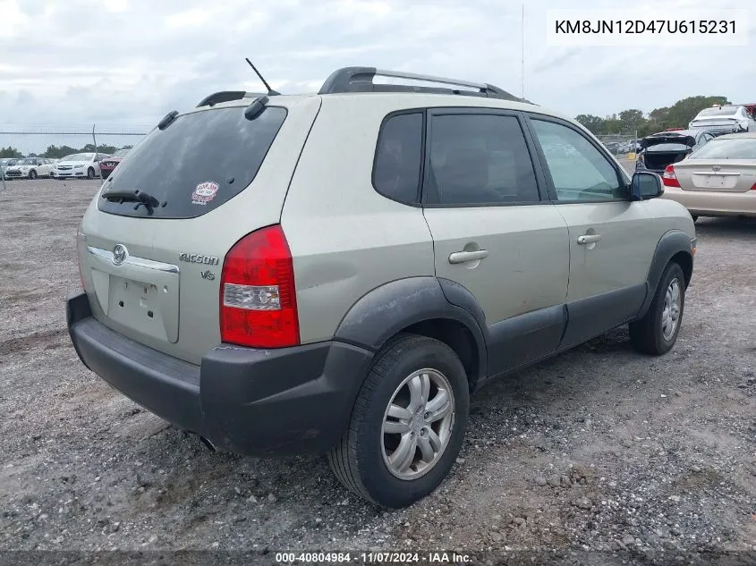 2007 Hyundai Tucson Limited/Se VIN: KM8JN12D47U615231 Lot: 40804984