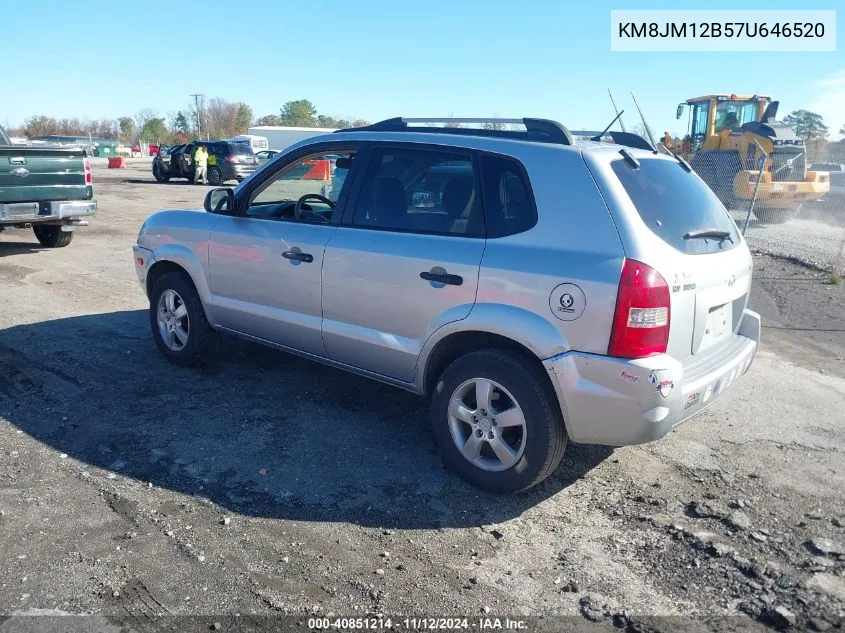 2007 Hyundai Tucson Gls VIN: KM8JM12B57U646520 Lot: 40851214