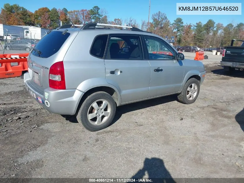 2007 Hyundai Tucson Gls VIN: KM8JM12B57U646520 Lot: 40851214