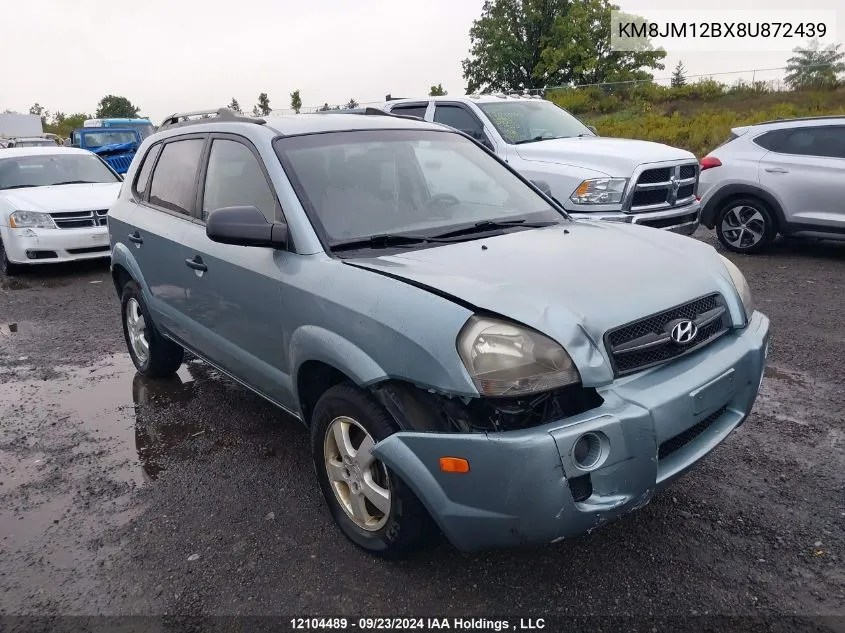 2008 Hyundai Tucson VIN: KM8JM12BX8U872439 Lot: 12104489