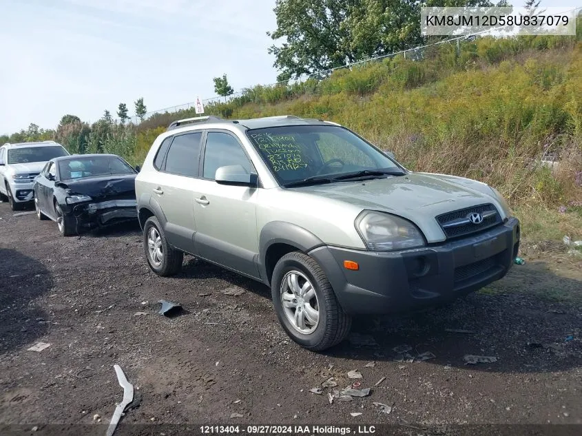 2008 Hyundai Tucson VIN: KM8JM12D58U837079 Lot: 12113404