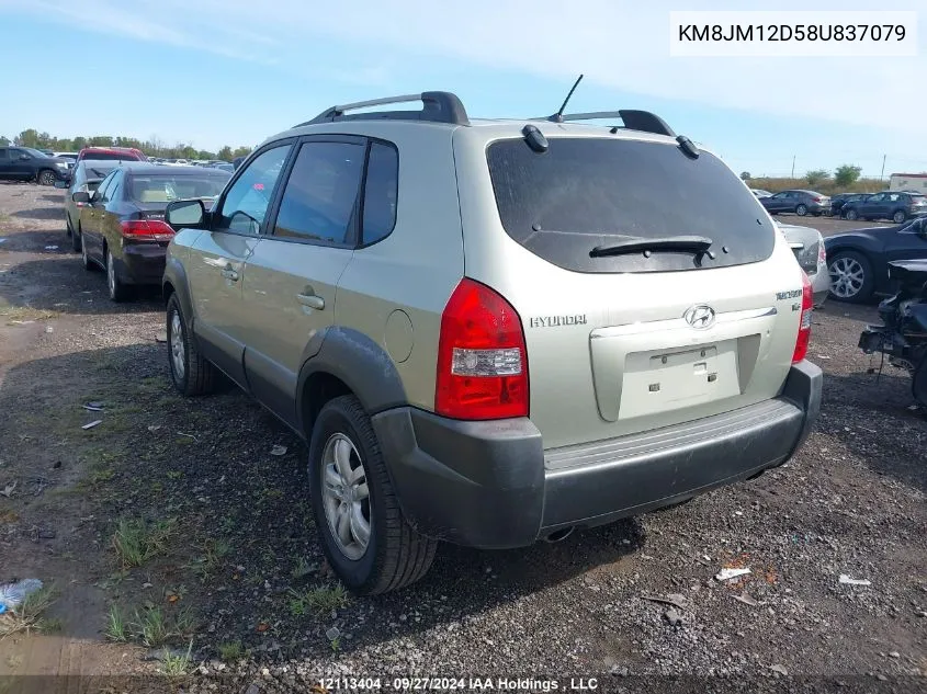 2008 Hyundai Tucson VIN: KM8JM12D58U837079 Lot: 12113404