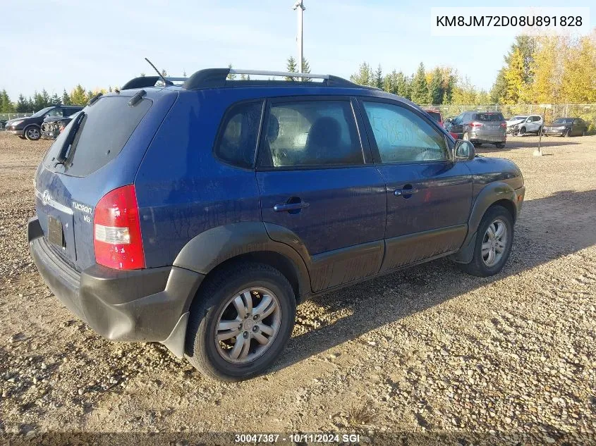 2008 Hyundai Tucson Gl/Gls VIN: KM8JM72D08U891828 Lot: 30047387