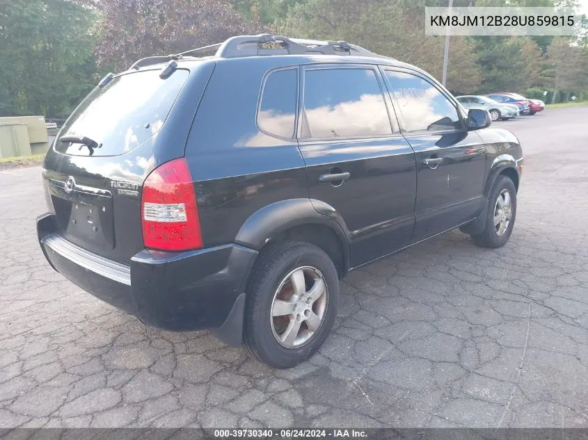 2008 Hyundai Tucson Gls VIN: KM8JM12B28U859815 Lot: 39730340