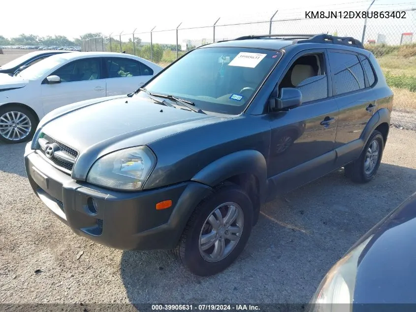 2008 Hyundai Tucson Limited V6/Se VIN: KM8JN12DX8U863402 Lot: 39905631