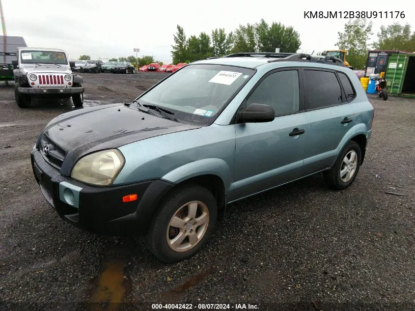 2008 Hyundai Tucson Gls VIN: KM8JM12B38U911176 Lot: 40042422