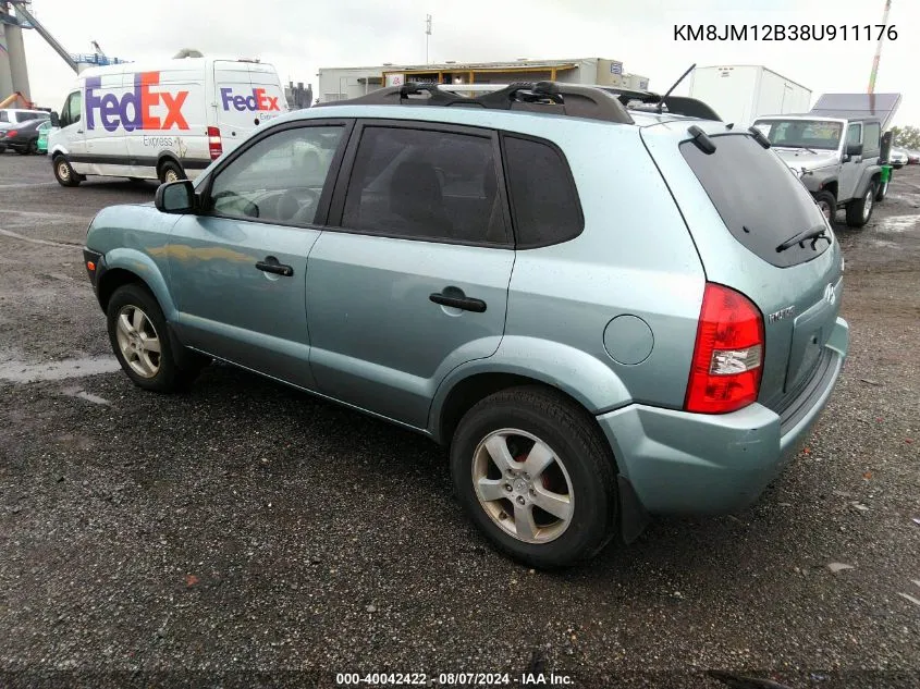 2008 Hyundai Tucson Gls VIN: KM8JM12B38U911176 Lot: 40042422