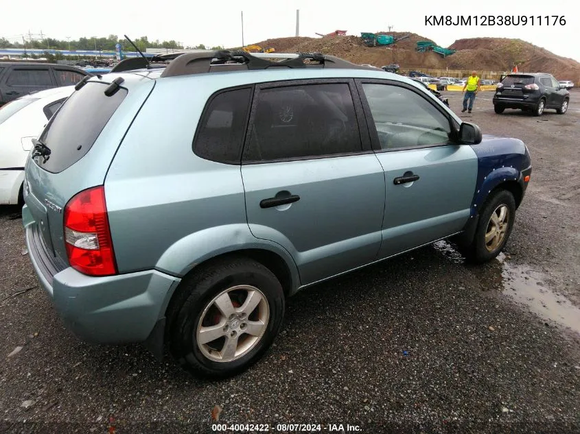 2008 Hyundai Tucson Gls VIN: KM8JM12B38U911176 Lot: 40042422