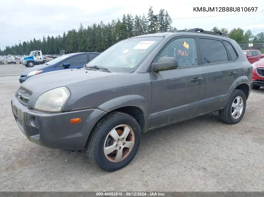 2008 Hyundai Tucson Gls VIN: KM8JM12B88U810697 Lot: 40052510