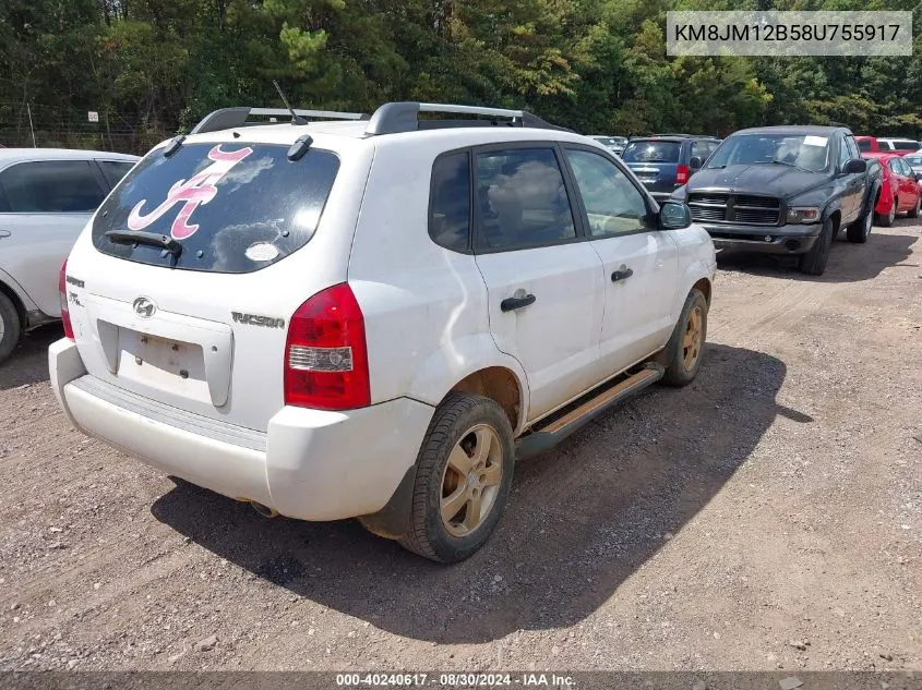 KM8JM12B58U755917 2008 Hyundai Tucson Gls