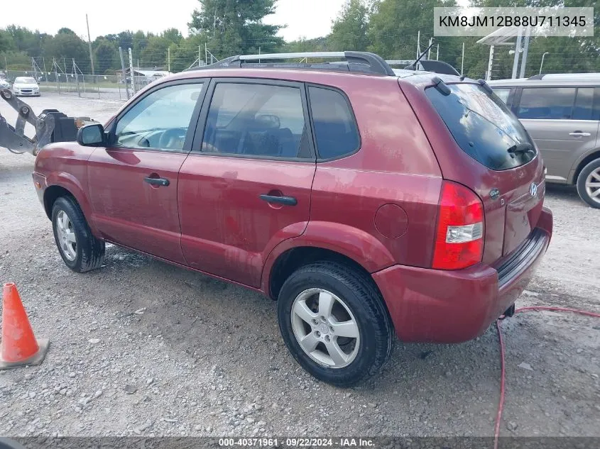 2008 Hyundai Tucson Gls VIN: KM8JM12B88U711345 Lot: 40371961