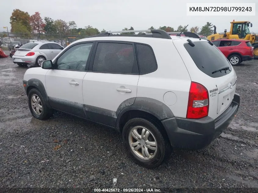 2008 Hyundai Tucson Limited V6/Se VIN: KM8JN72D98U799243 Lot: 40425672