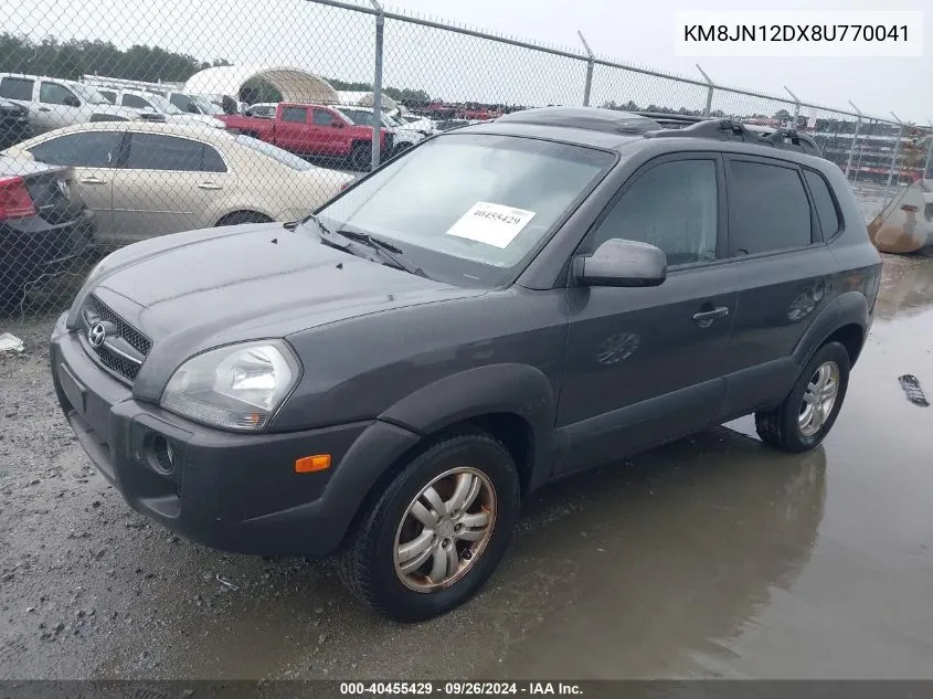 2008 Hyundai Tucson Limited V6/Se VIN: KM8JN12DX8U770041 Lot: 40455429