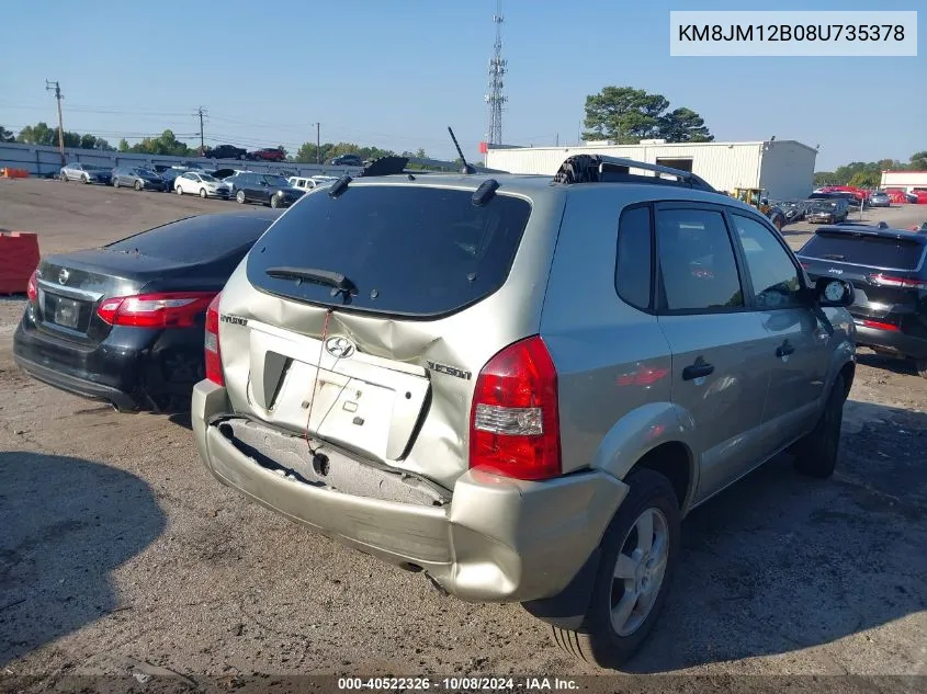 2008 Hyundai Tucson Gls VIN: KM8JM12B08U735378 Lot: 40522326