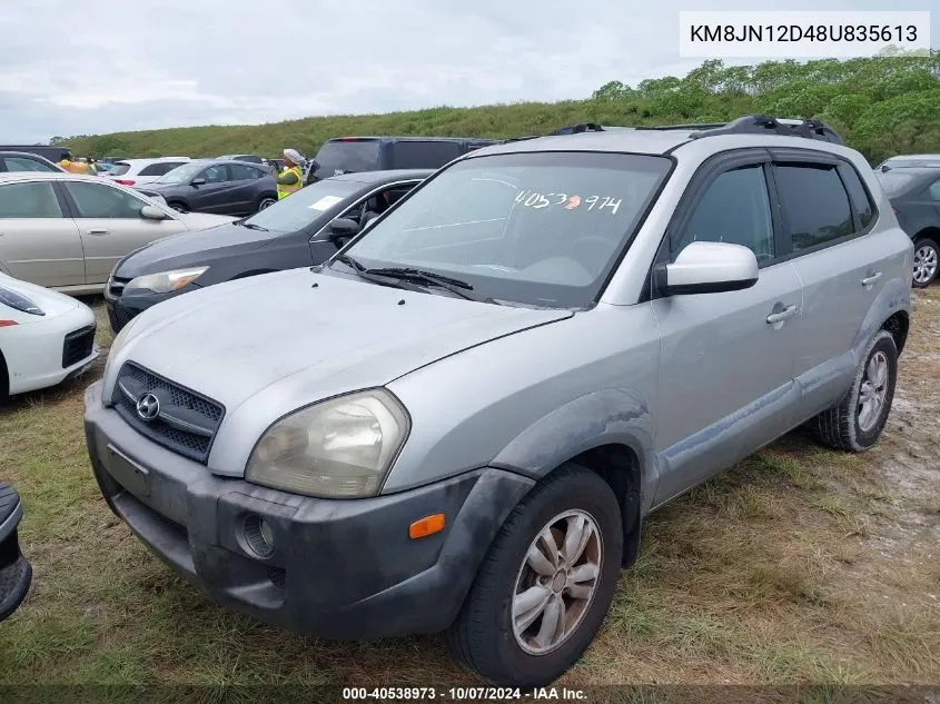 2008 Hyundai Tucson Limited/Limited V6/Se VIN: KM8JN12D48U835613 Lot: 40538973