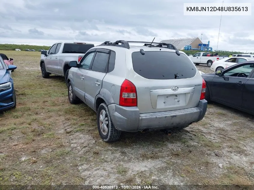 2008 Hyundai Tucson Limited/Limited V6/Se VIN: KM8JN12D48U835613 Lot: 40538973