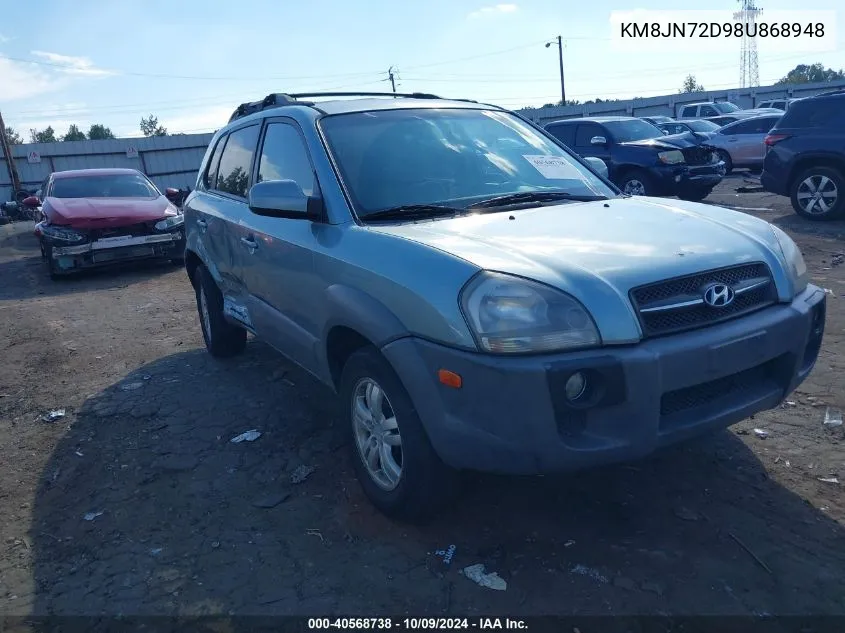 2008 Hyundai Tucson Limited V6/Se VIN: KM8JN72D98U868948 Lot: 40568738