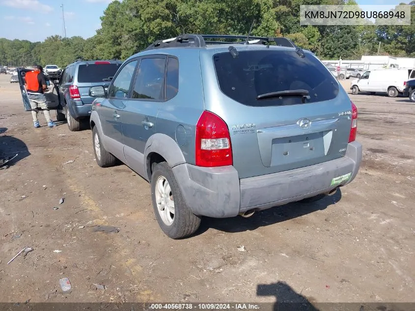 2008 Hyundai Tucson Limited V6/Se VIN: KM8JN72D98U868948 Lot: 40568738