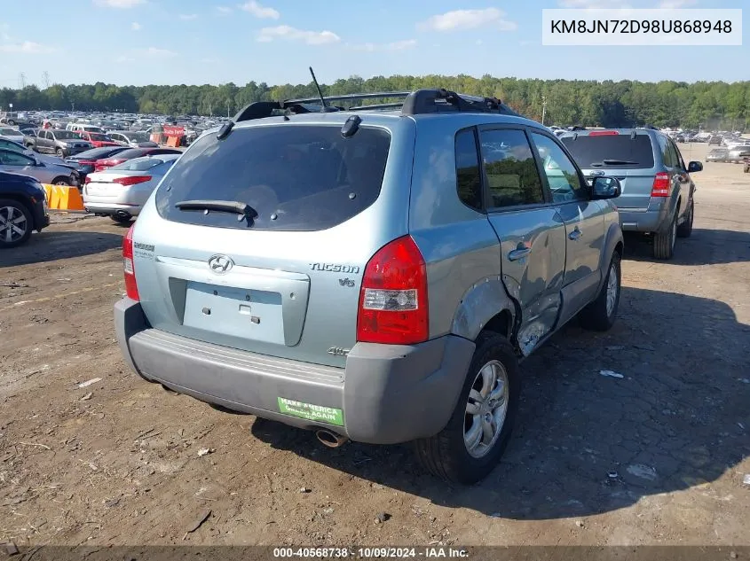 2008 Hyundai Tucson Limited V6/Se VIN: KM8JN72D98U868948 Lot: 40568738