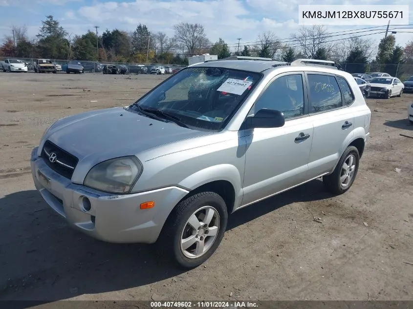 2008 Hyundai Tucson Gls VIN: KM8JM12BX8U755671 Lot: 40749602