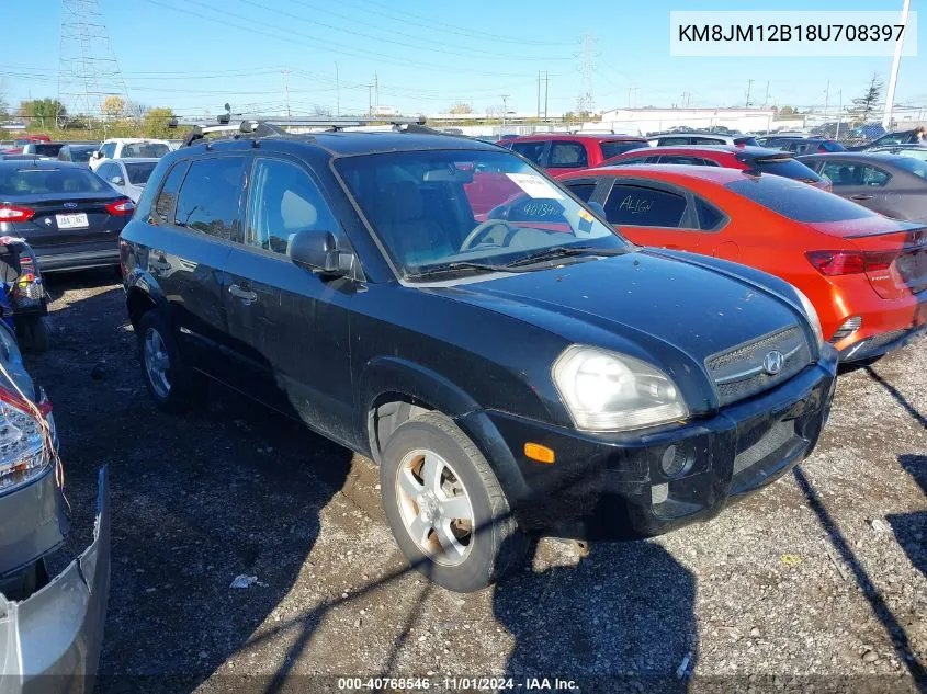 2008 Hyundai Tucson Gls VIN: KM8JM12B18U708397 Lot: 40768546