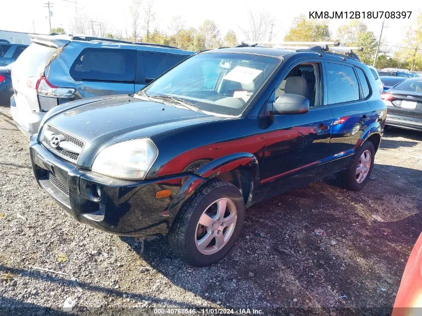 2008 Hyundai Tucson Gls VIN: KM8JM12B18U708397 Lot: 40768546