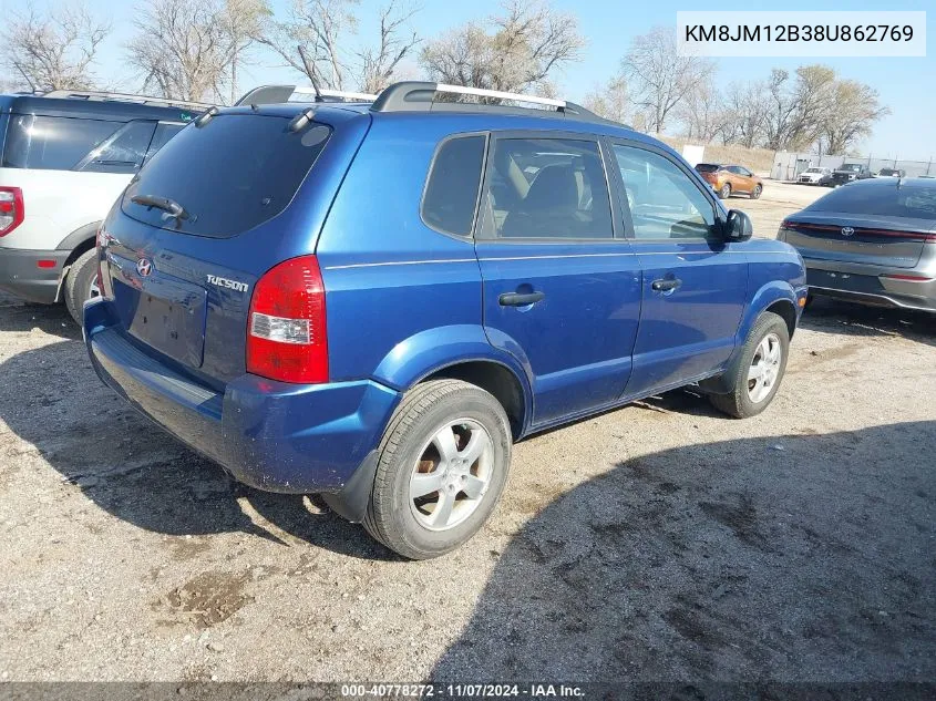 2008 Hyundai Tucson Gls VIN: KM8JM12B38U862769 Lot: 40778272