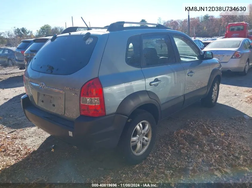 2008 Hyundai Tucson Limited V6/Se VIN: KM8JN12D38U734630 Lot: 40819696