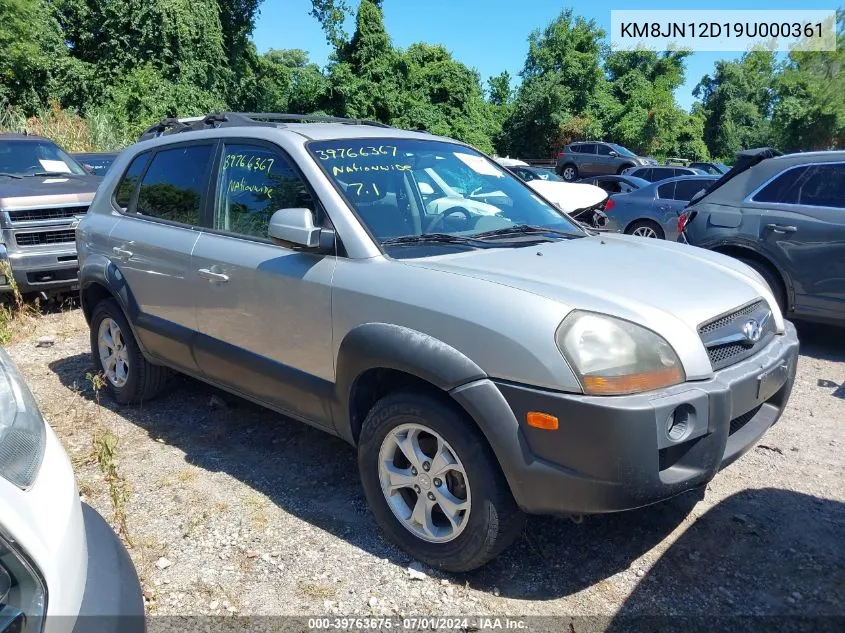 2009 Hyundai Tucson Se VIN: KM8JN12D19U000361 Lot: 39763675