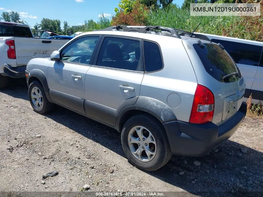 2009 Hyundai Tucson Se VIN: KM8JN12D19U000361 Lot: 39763675