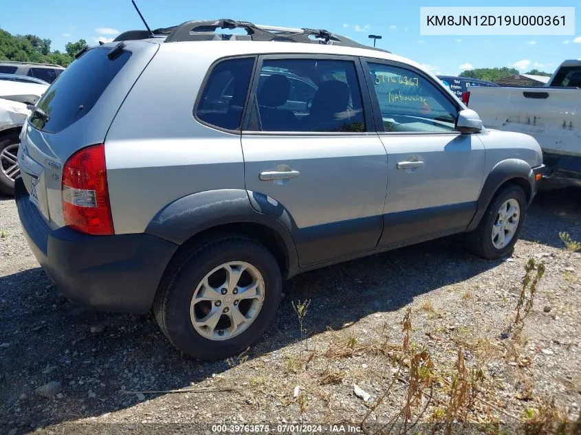 2009 Hyundai Tucson Se VIN: KM8JN12D19U000361 Lot: 39763675