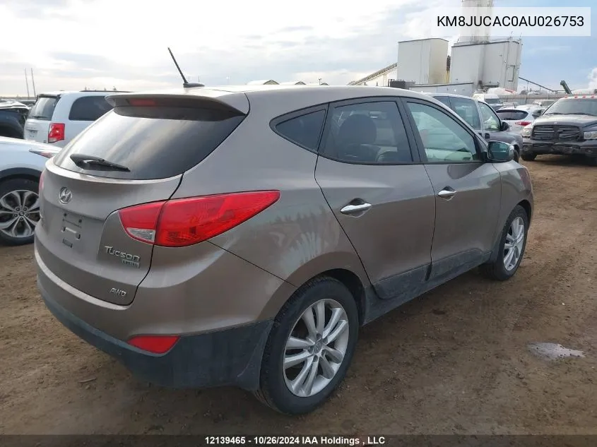 2010 Hyundai Tucson Limited VIN: KM8JUCAC0AU026753 Lot: 12139465