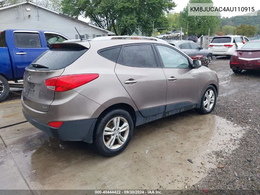 2010 Hyundai Tucson Gls VIN: KM8JUCAC4AU110915 Lot: 40444422