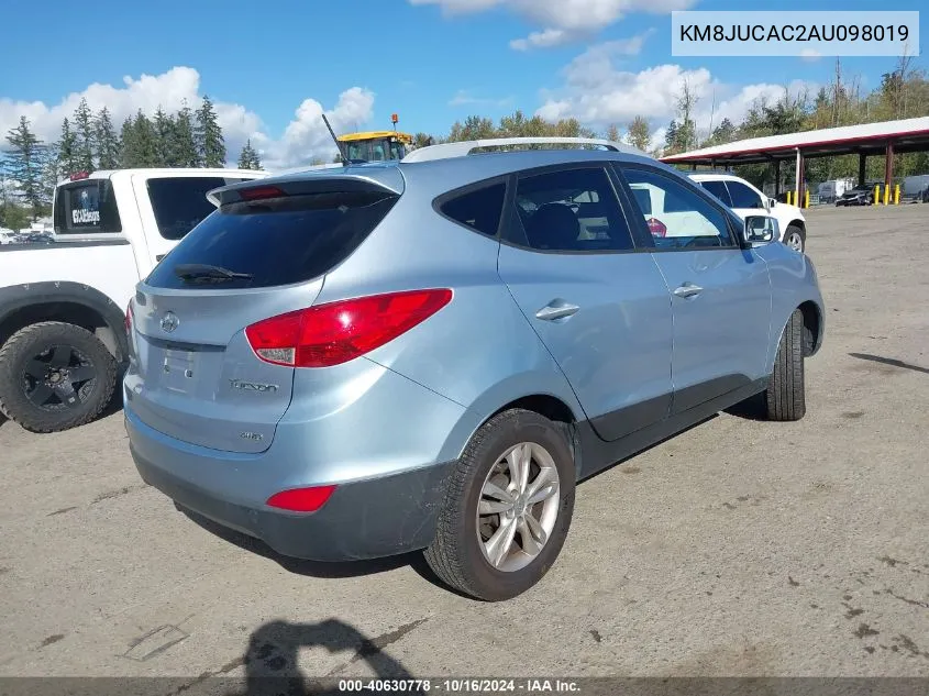 2010 Hyundai Tucson Gls VIN: KM8JUCAC2AU098019 Lot: 40630778