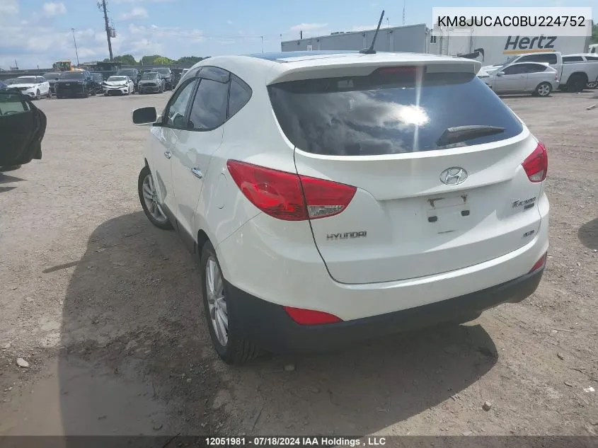 2011 Hyundai Tucson Limited VIN: KM8JUCAC0BU224752 Lot: 12051981