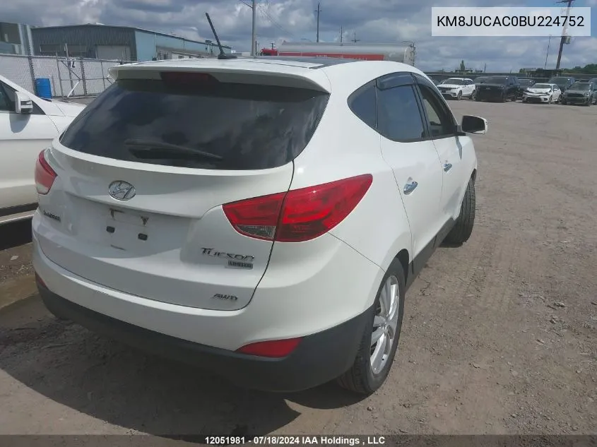 2011 Hyundai Tucson Limited VIN: KM8JUCAC0BU224752 Lot: 12051981