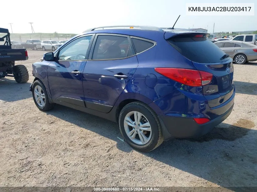 2011 Hyundai Tucson Gls VIN: KM8JU3AC2BU203417 Lot: 39850680