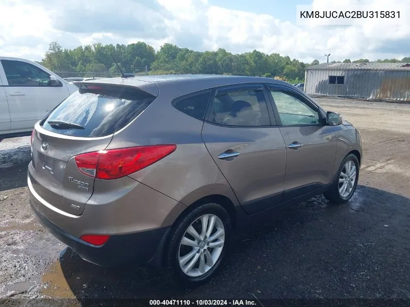 2011 Hyundai Tucson Limited VIN: KM8JUCAC2BU315831 Lot: 40471110