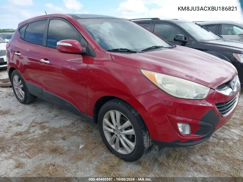 2011 Hyundai Tucson Limited VIN: KM8JU3ACXBU186821 Lot: 40480597