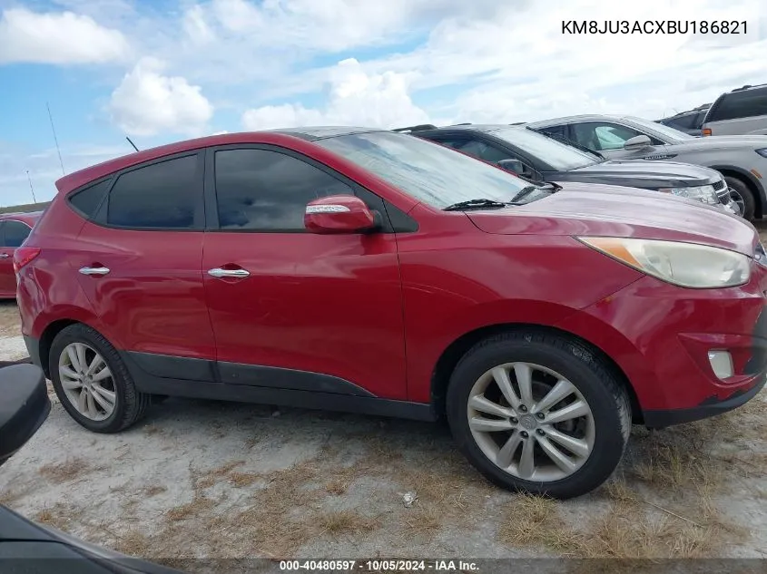 2011 Hyundai Tucson Limited VIN: KM8JU3ACXBU186821 Lot: 40480597