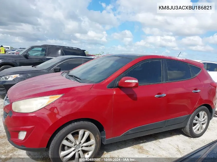 2011 Hyundai Tucson Limited VIN: KM8JU3ACXBU186821 Lot: 40480597