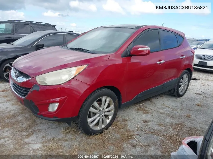 2011 Hyundai Tucson Limited VIN: KM8JU3ACXBU186821 Lot: 40480597